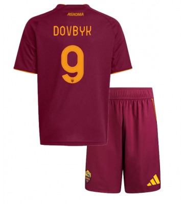 AS Roma Artem Dovbyk #9 Primera Equipación Niños 2025-26 Manga Corta (+ Pantalones cortos)